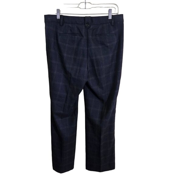 Talbots Windsor Wool Blend Charcoal Grey Plaid Straight Leg Trousers Size 10p - Picture 2 of 6